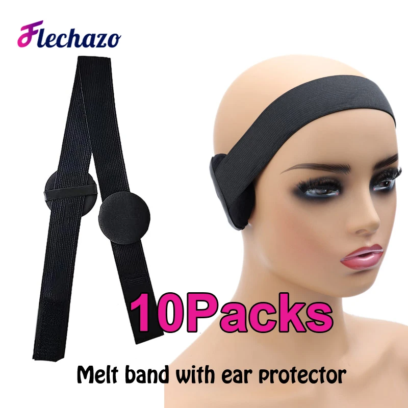 

10Pcs Lace Melt Band Elastic Bands With Ear Muffs Comfortable Lace Front Wig Wear Melted Band Soft Lace Melting Edge Laying Band