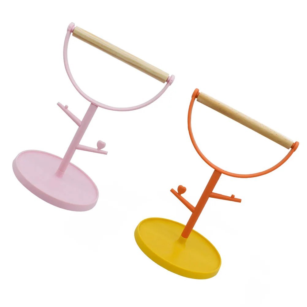 

2pcs Roosting Parrot Stand Bird Training Perch Wooden Plastic Accessories for Lovebirds Durable Natural Wood Cage Desktop Rack