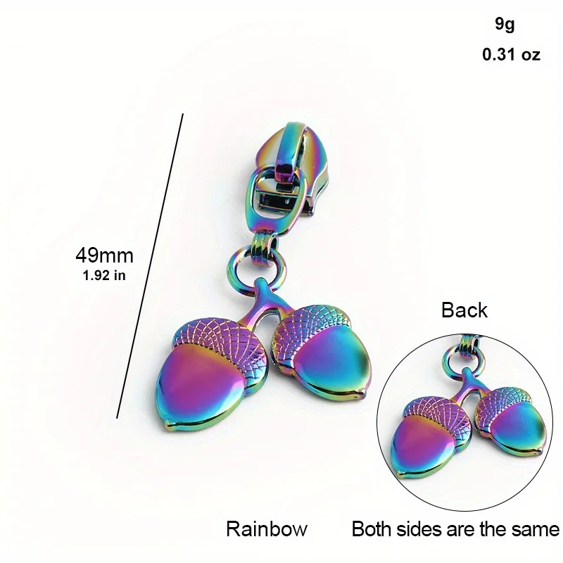 5pcs Acorn Pattern Pet Shoes Zipper Puller Rainbow Color 5# Nylon Zipper for Clothes Backpack Zipper Puller Sewing Accessories