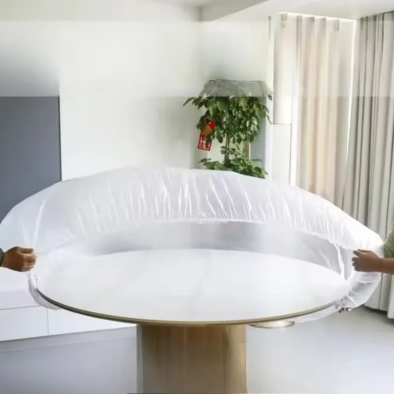 Round Tablecloth Elastic Transparent PVC Waterproof Oil-Proof Table Protector Cover Home Fitted Dinning Table Covers 3 Size