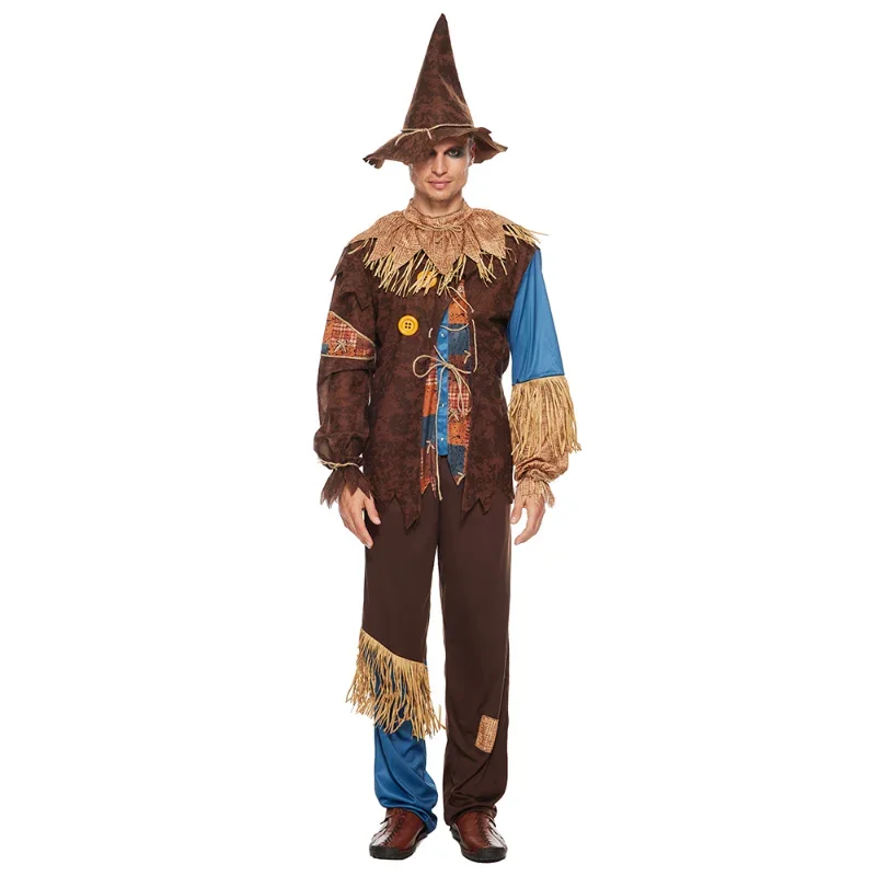 Costume d'Épouvantail Maléfique de Luxe pour Homme, Magicien en Paille Effrayant, Halloween, Carnaval de Pâques, Robe de Barrage de Pourim, PA9142