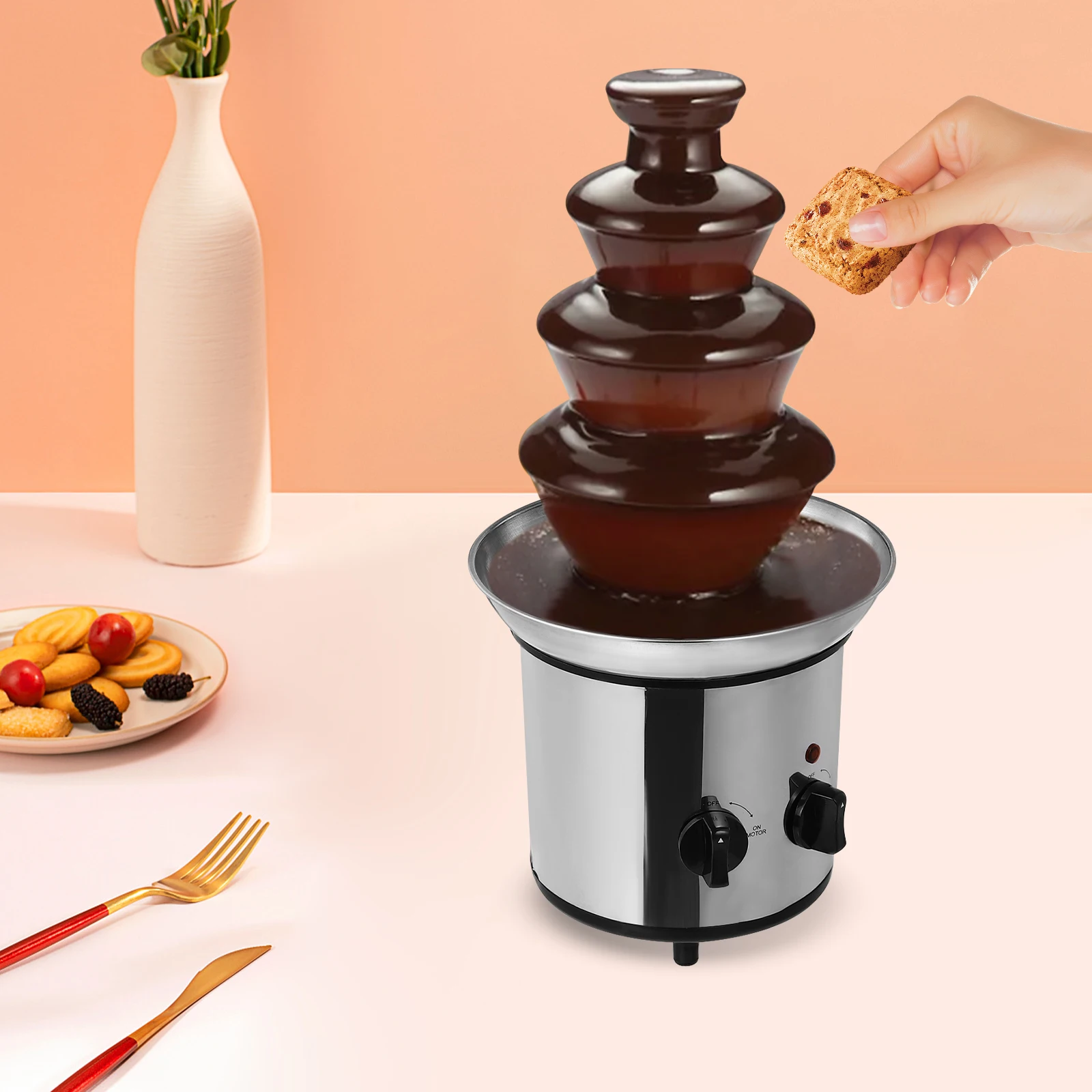 Chocolate Fountain Machine Rust-Proof Household 4-Layer Large Capacity Chocolate Melting Machine DIY Tool