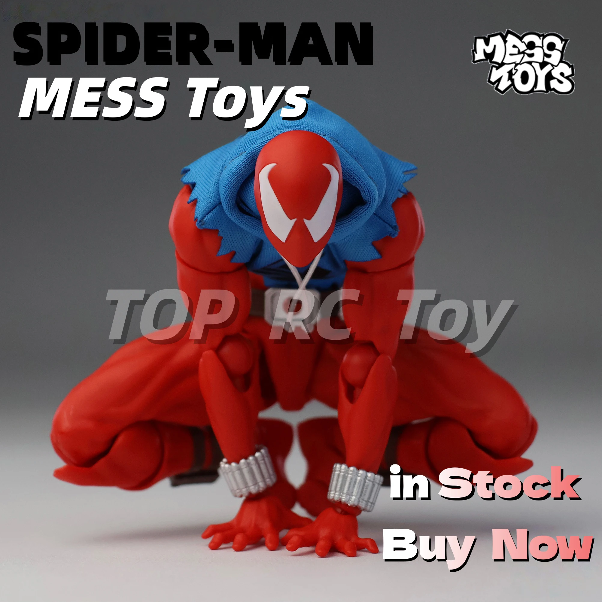 Hot New Mess Toys Scarlet Spider Man Messtoys Spiderman Action Figure - Anime Handmade Collectible Ornament Toy For Kid And Gift