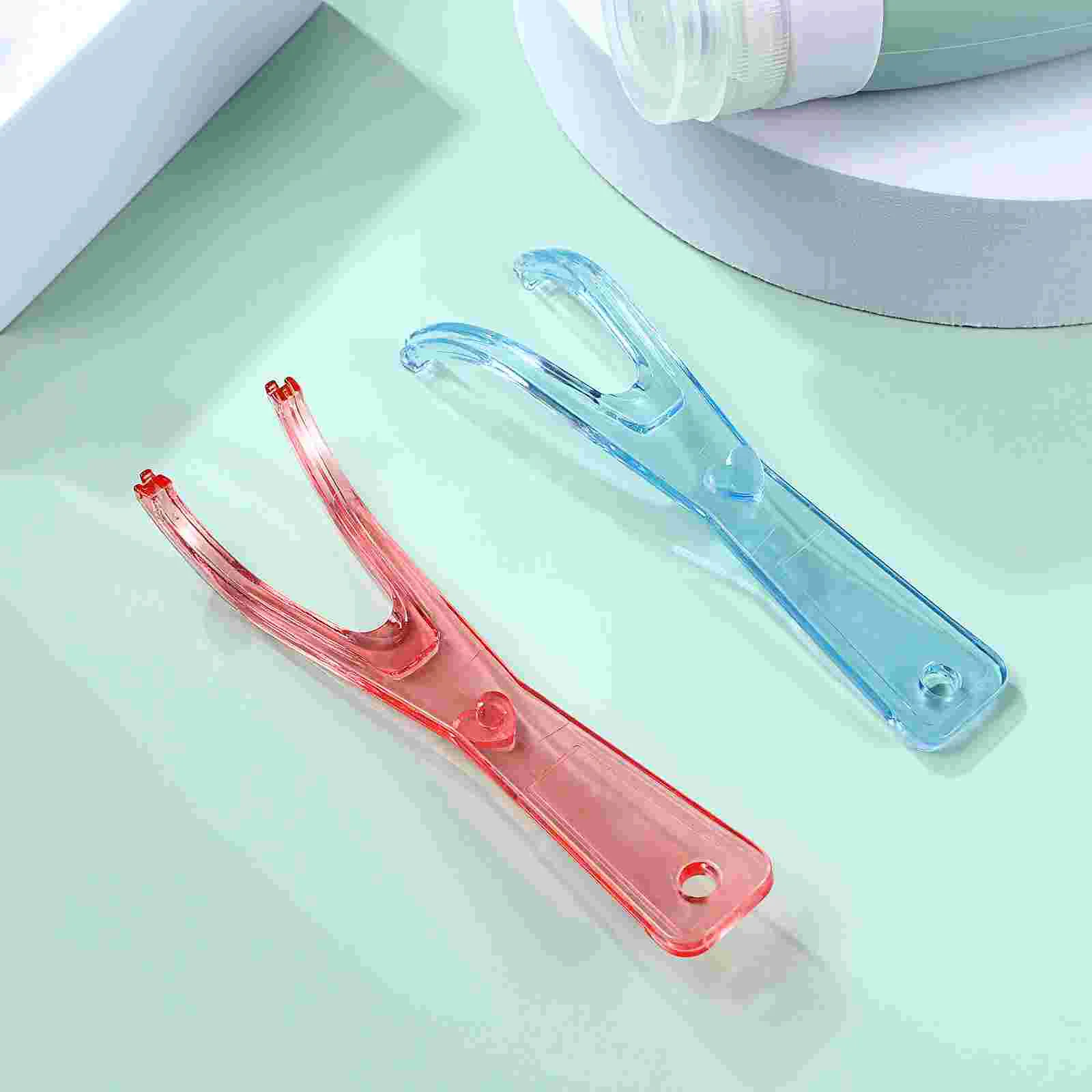 2 Pcs Grin Floss Picks Dental Tools Holder Bamboo Silk Tooth Flossers Dispenser Child