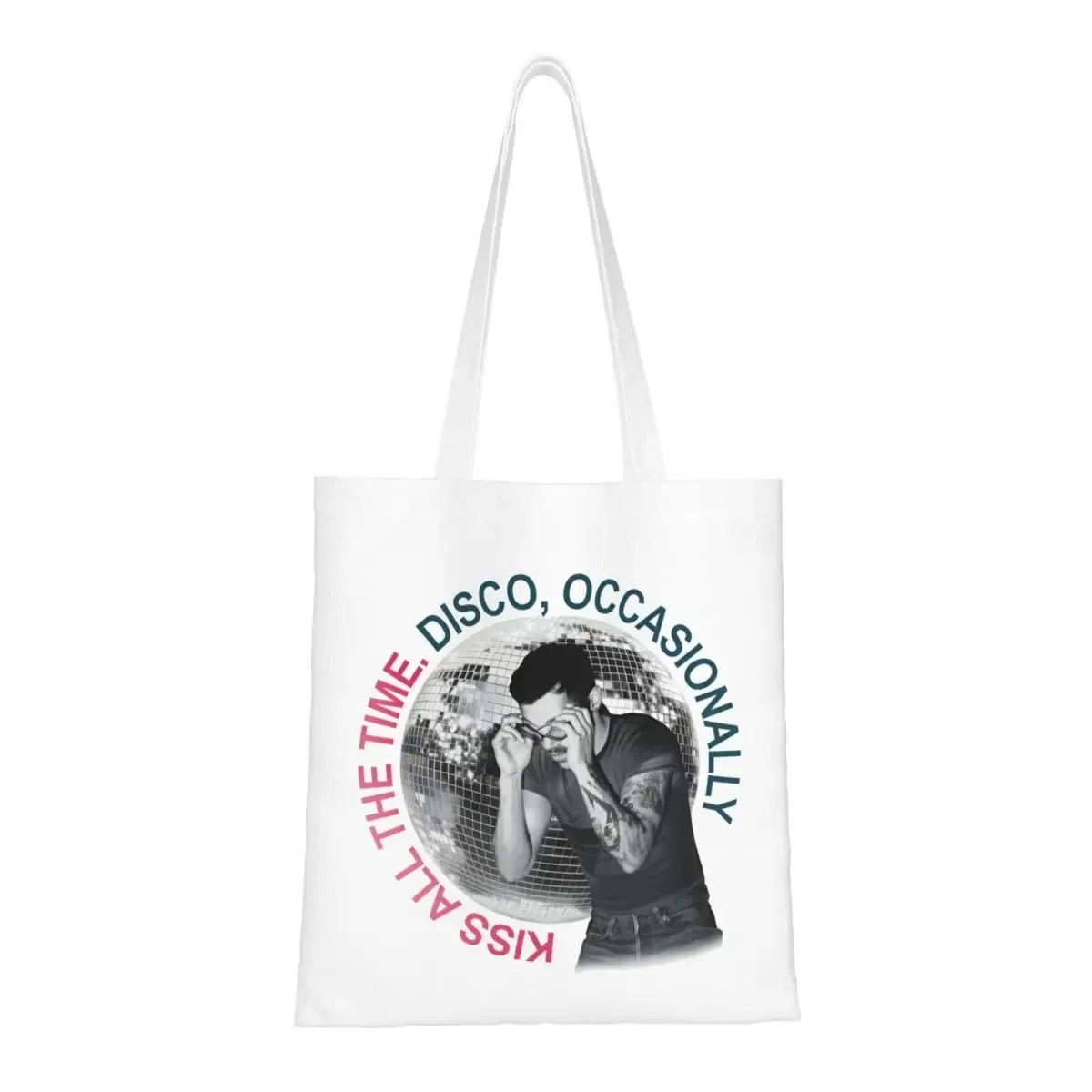 Bolsa de Compras con Estampado del Álbum Kiss All The Time de Harry Styles 2026, Bolsos de Mano de Moda para Mujer, Bolsa de Poliéster