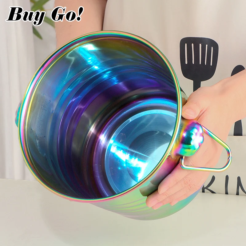 1PC Golden Thick Stainless Steel Ice Punch Bucket Chilled Wine Beer Cooler Champagne Cooler Party KTV Bar Tool For Party
