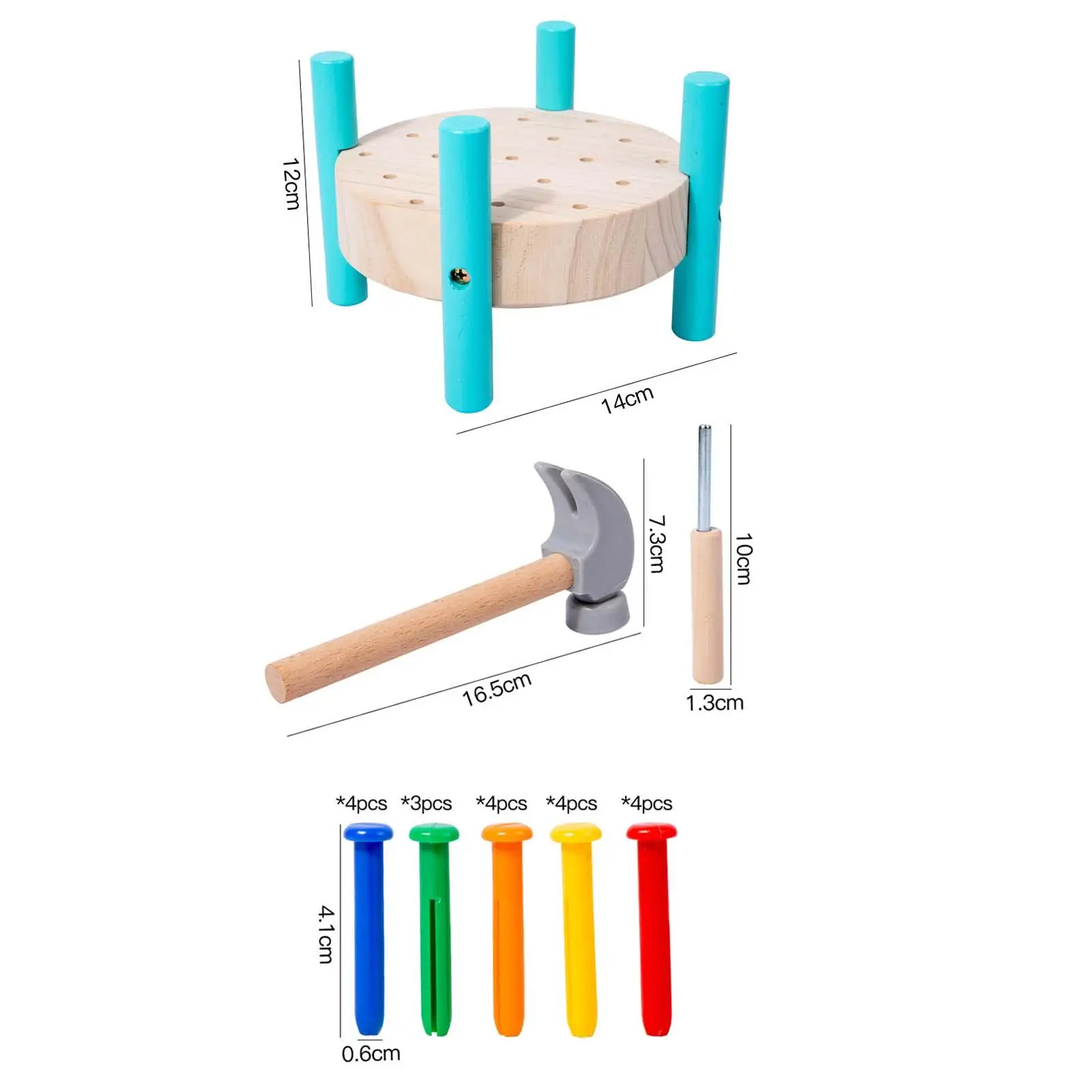 Pounding Bench with 20 Pegs and Mallet Pounding Pegs Toy Develops Motor Skills for Holiday Gift Thanksgiving Party Favors Kids