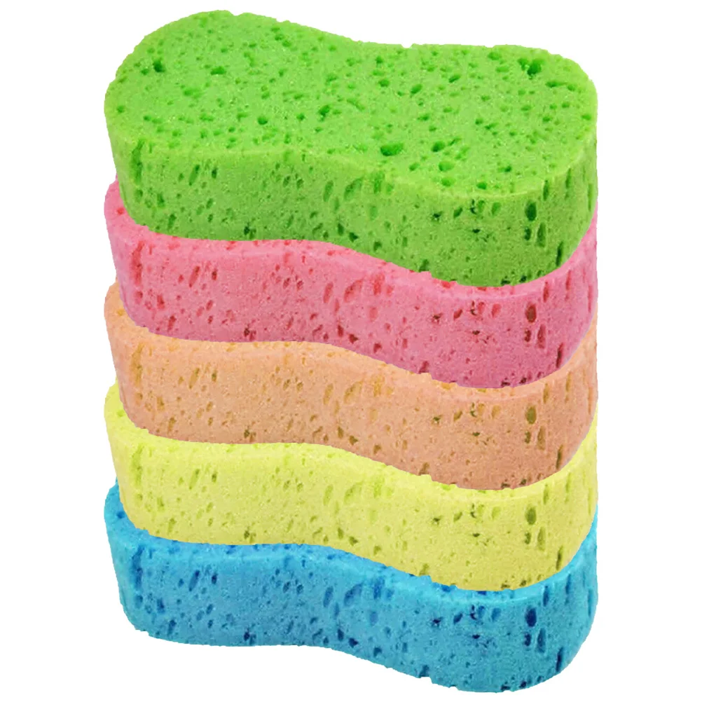 5 Pcs Car Wash Sponge High Density Sponges Bone Design Porous Cleaning Supplies