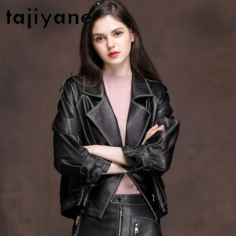 Tajiyane 100% jaquetas de couro genuíno feminino 2021 outono real pele carneiro casacos moda motociclista jaqueta para as mulheres veste femme gmm726