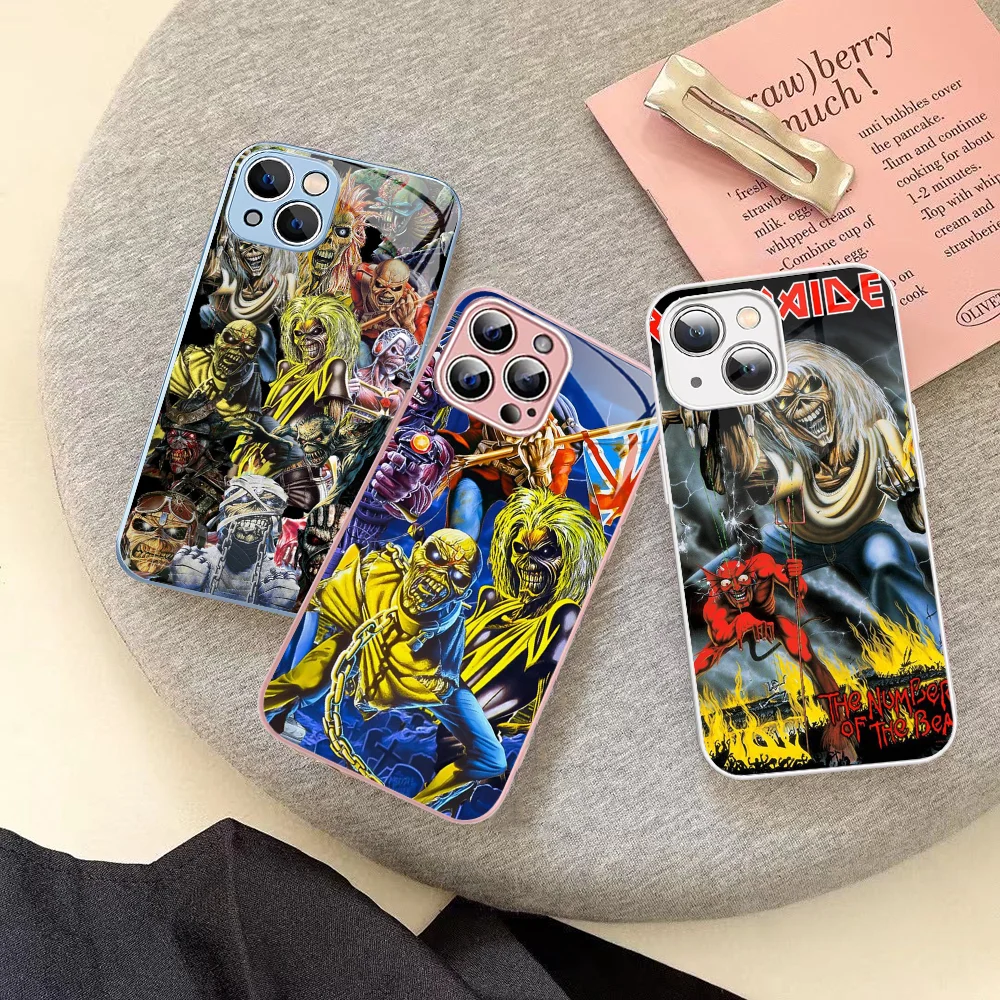 

S-Skele-ton Rock-Band Phone Case Tempered Glass For Iphone 14 13 12 11 Pro Mini XS MAX 14Plus X XS XR Cover