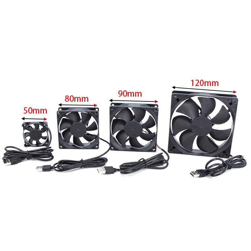 5V USB Router Fan TV Box Cooling Case 80mm 90mm 120mm 50mm PC DIY Cooler Desktop Fan