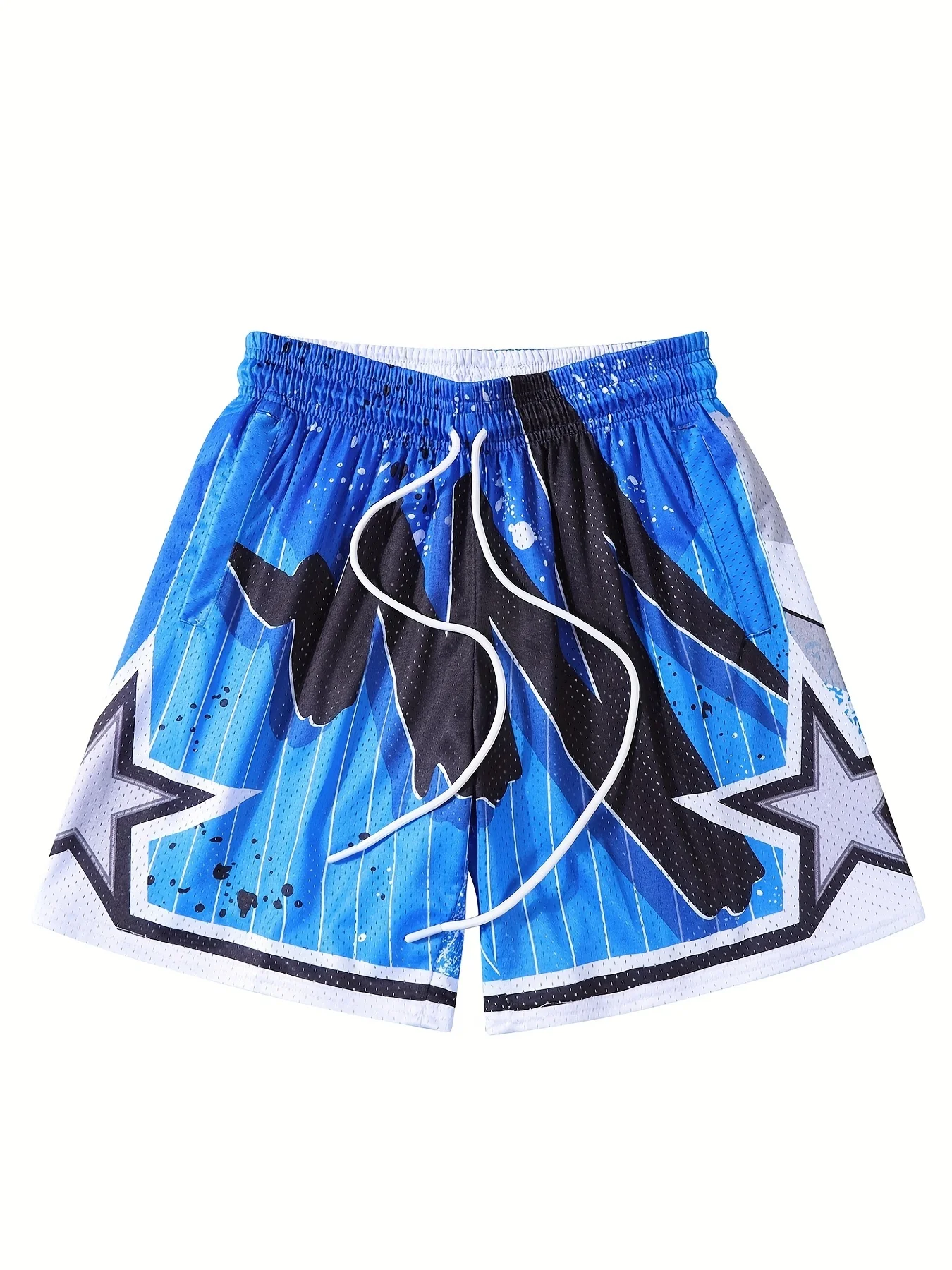 

2026 New Retro White Splatter Star Basketball Shorts Men's Quick Drying Shorts Are Suitable for Daily and Training Wear Y2k