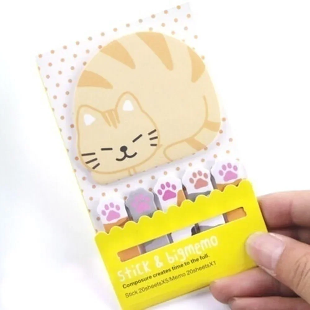 Kawaii Panda Cat Stickers Cartoon Sticky Notes Memo Bookmark for Student Office School Decoration Cute Stationery Writing Pads