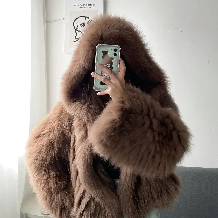 New Jacket Autumn and Winter Luxury Knitted Fur Coat Women\'s Double Long Sleeve Knitted Lining Fashion Imitation Fur Coat New Ja