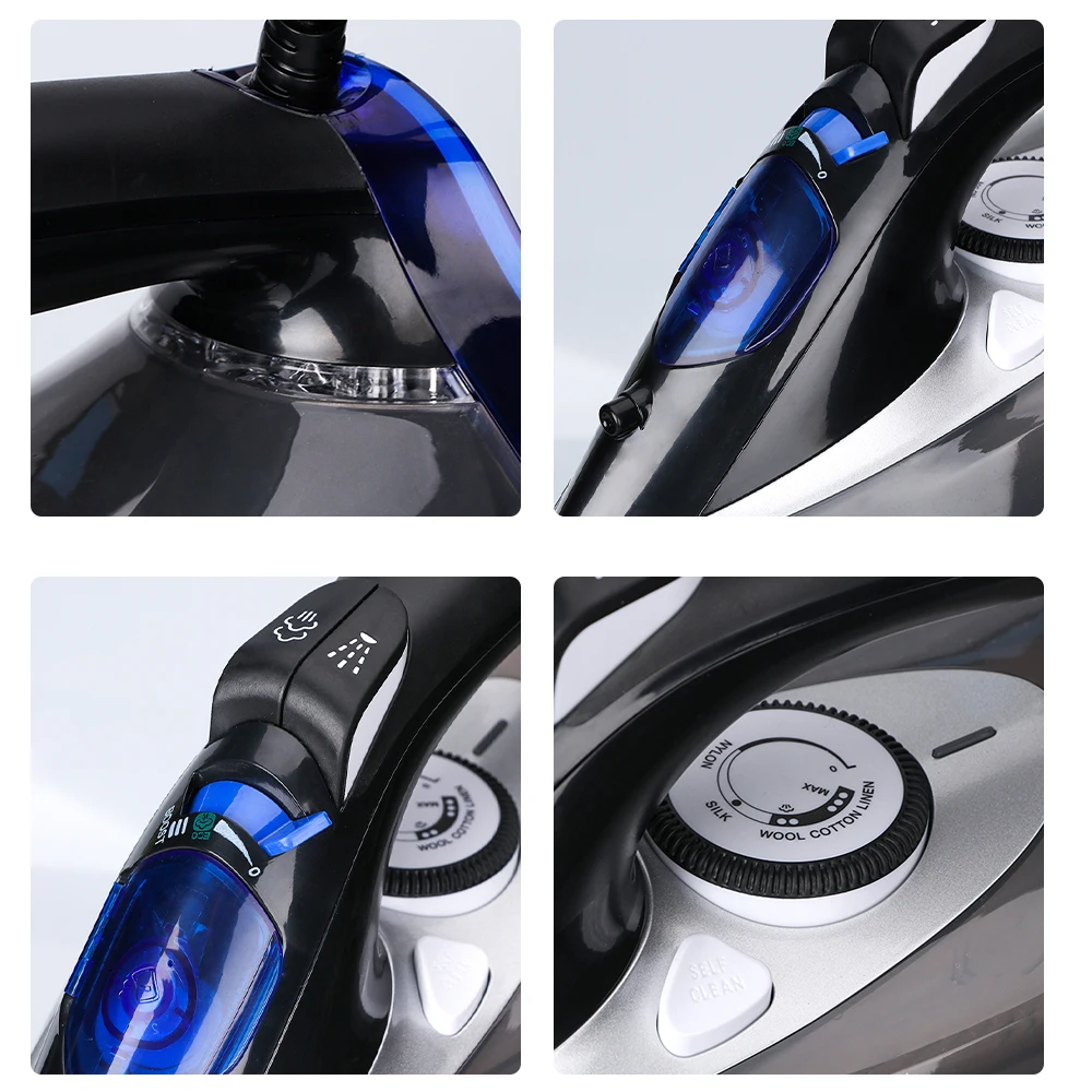 مكواة بخار 2600 وات للملابس مع مكواة ملابس غير لاصقة مع تحكم في ترموستات قابل للتعديل