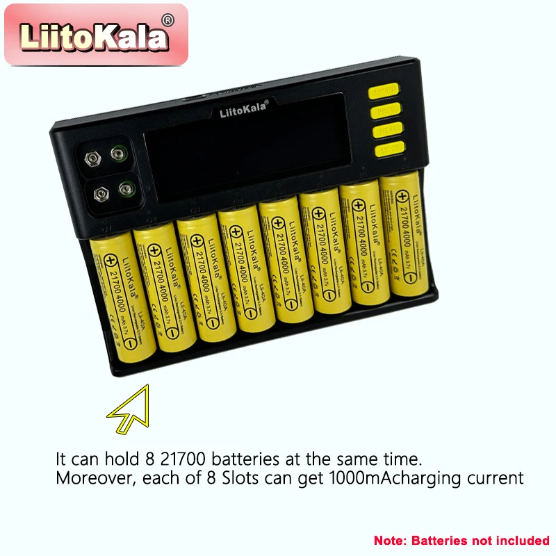 Professional LiitoKala Lii-S8 Charger Analyzer - 8 Slots + 2x9V, Auto Detect LCD, Li-ion Ni-MH LiFePO4 w/ 12V4A Adapter image 6
