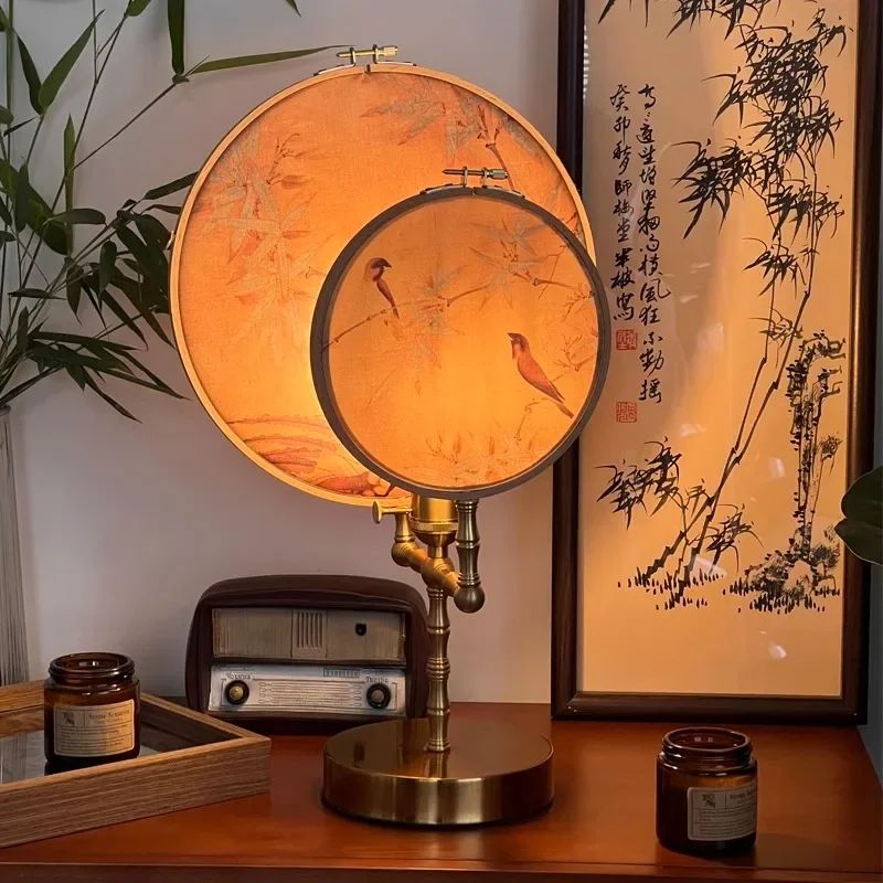 New Chinese desk lamp, bedroom bedside table, retro Song-style aesthetics, Chinese style atmosphere, tea room decoration, living