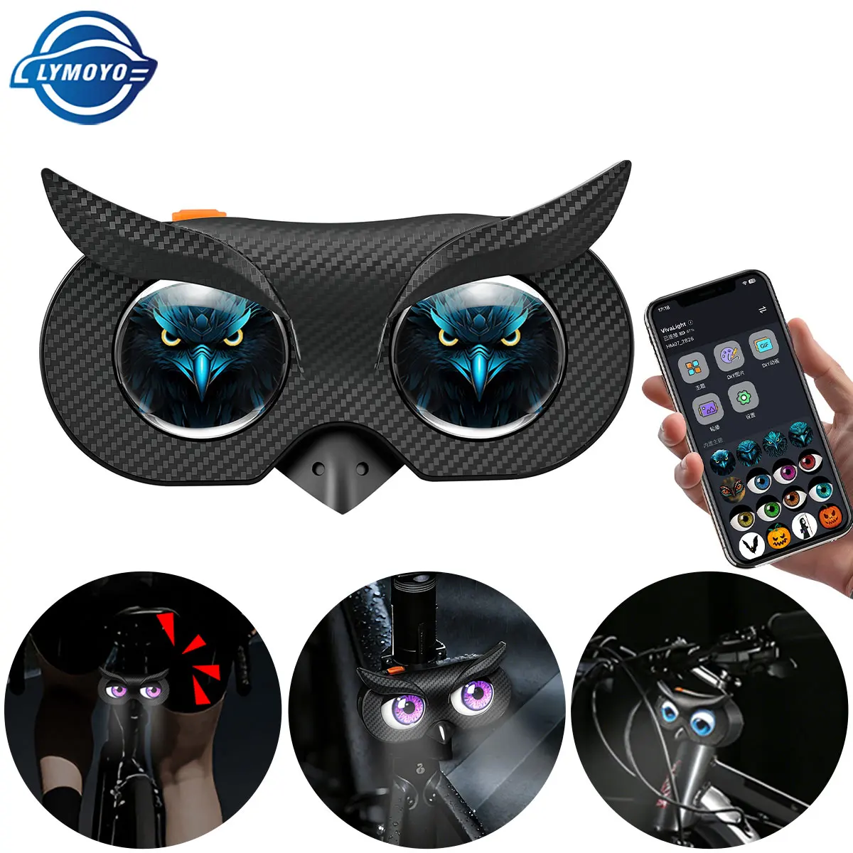 Motorcycle Bicycle Rearview Mirror Decorative Lights APP Control LED Smart Dynamic Devil Eyes Lamp Bike Rear Decoration
