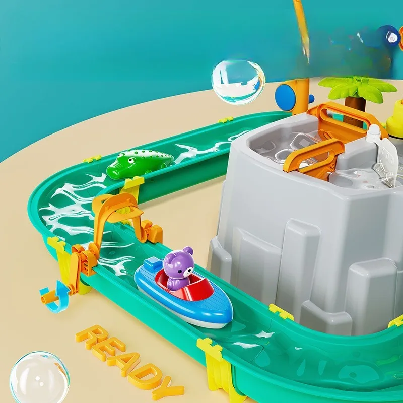Mesa de água infantil com capa, conjunto de brinquedos para brincar ao ar livre para crianças de 3 a 5 anos 4-8 para jardim externo, piscina de praia