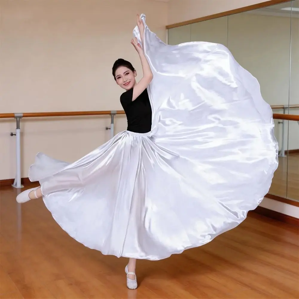 

Fashion Smooth Gypsy Women Skirt Polyester Big Swing Belly Dance Dress Ballroom Dance Carnival Large Swing Skirt Women