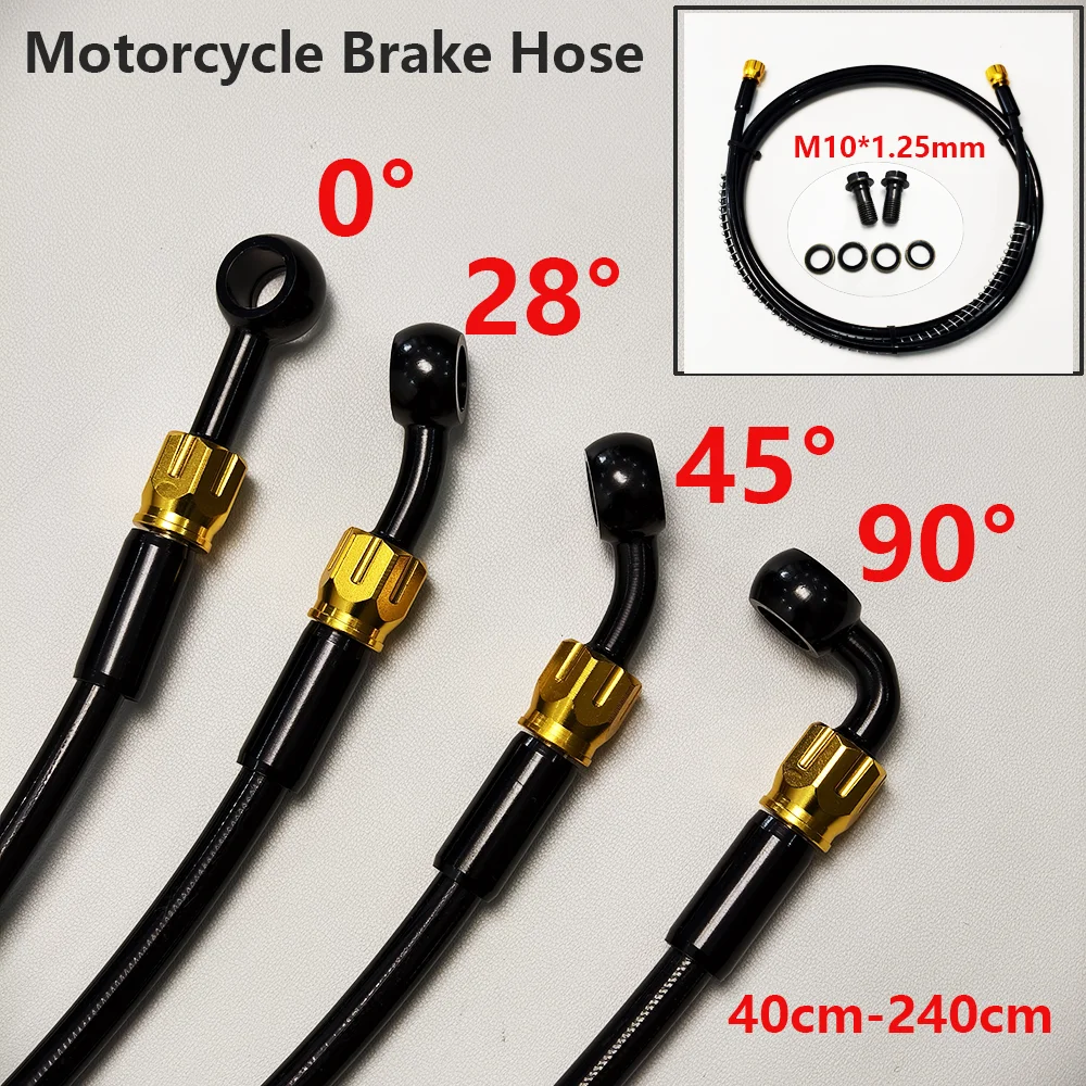 

Black AN3 40cm-240cm Braided Brake Hose Motorcycle Hydraulic Clutch Hose 360° Banjo Brake Cable For Yamaha Honda Drz Dio M10