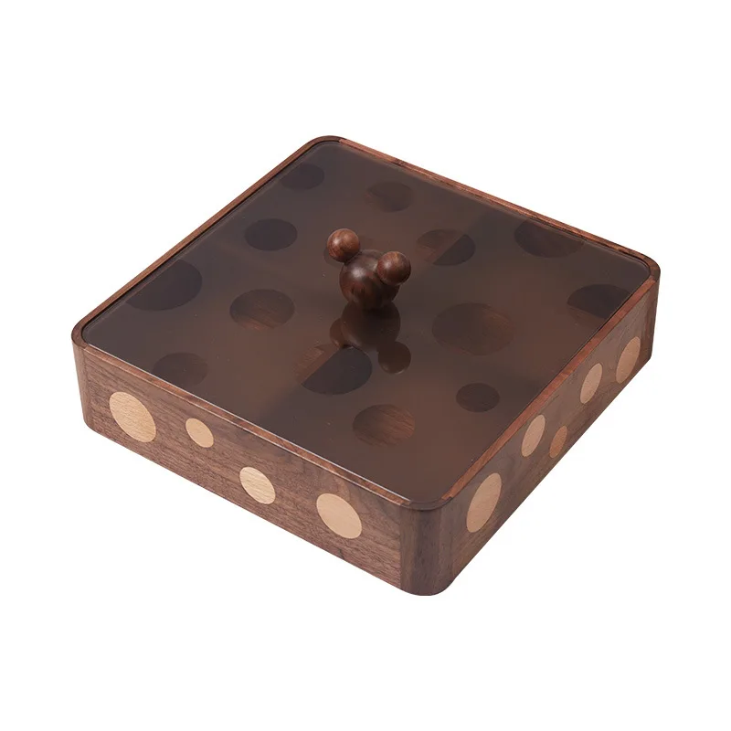 

fruit plate, candy box, walnut, dried fruit plate, solid wood, household, snack box, light luxury, new Chinese style