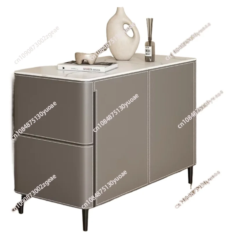 

High-end luxury saddle storage cabinet modern design living room sofa side table