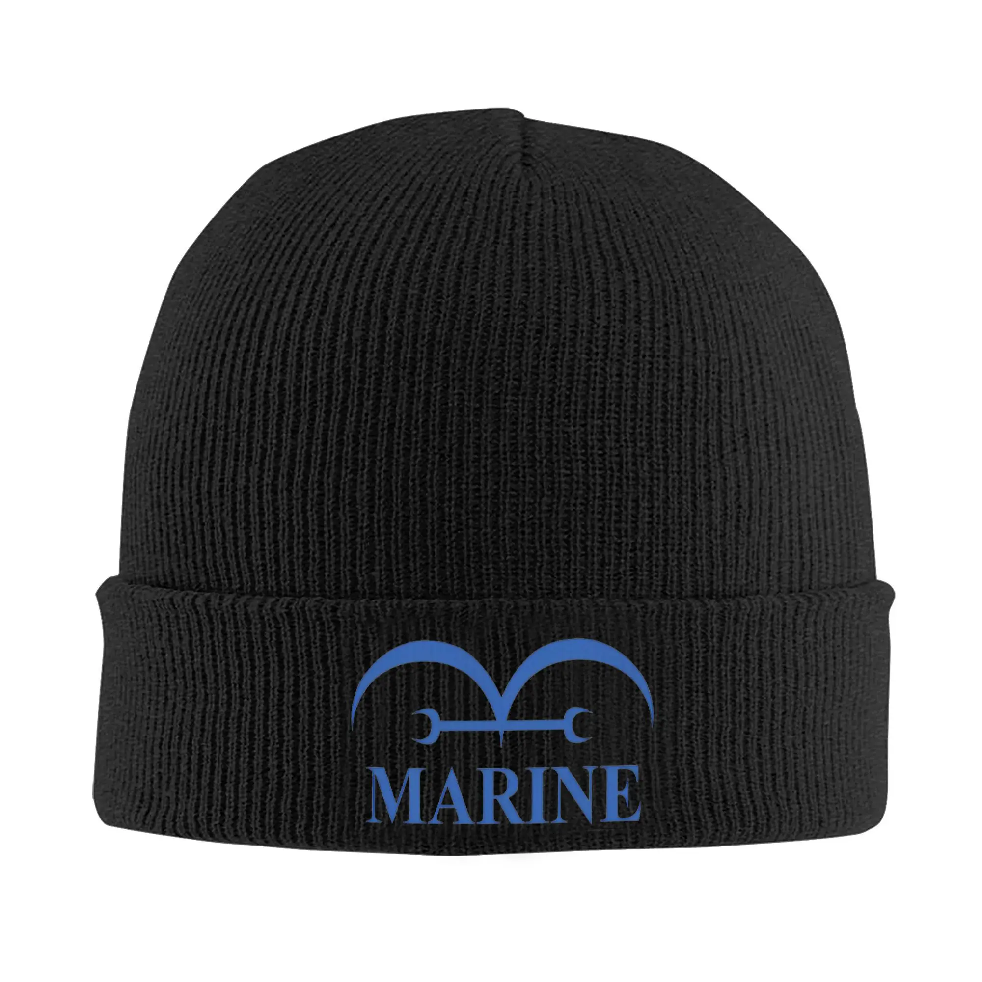 O-One P-Piece Marine Badge Knitted Hat Autumn Winter Beanies Fashion Navy Anime Japan Cap Men Women Acrylic Casual Bonnet