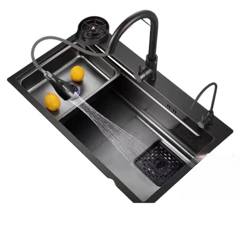 

Stainless steel black diamond nano step sink large single tank, kitchen household thickened vegetable basin to wash dishes