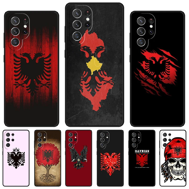 Albanian Flag Eagle phone case For Samsung Galaxy S24 S23 S22 Ultra Note 10 20 Plus S8 S9 S10 S20 S21 FE Cover