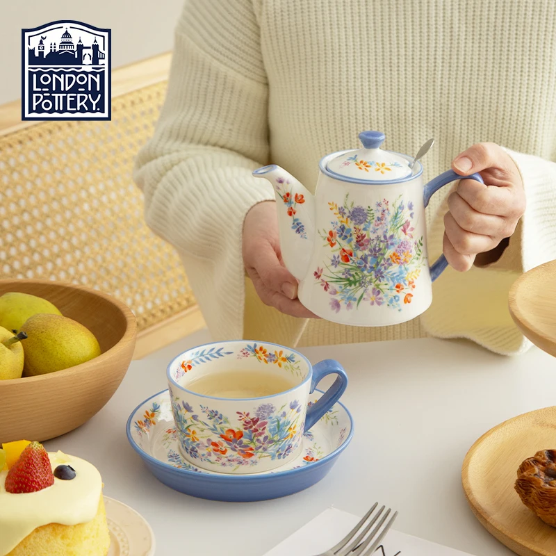 

London Pottery 500MLchampaign teapot set ceramics matcha set tea pot tetra infuser kettle tea maker for girlfriend with strainer