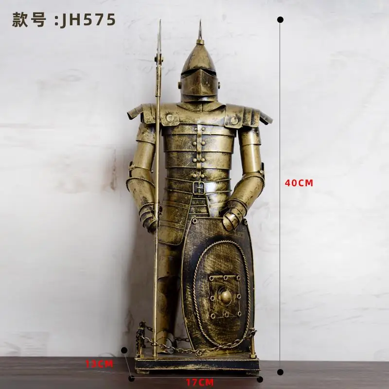 Vintage Armoured Warrior Iron Model Wine Cabinet TV Cabinet Bar European Knight Armour Craft Decorative Ornaments JH575