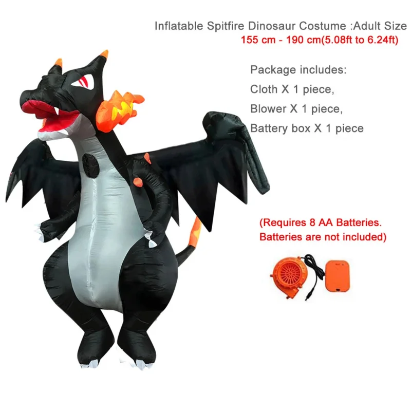 2025 NewAnime Cartoon Inflatable Dinosaur Costume Spit Fire Dragon Cosplay Adult Clotes Suit Christmas Halloween Carnival Pa AA