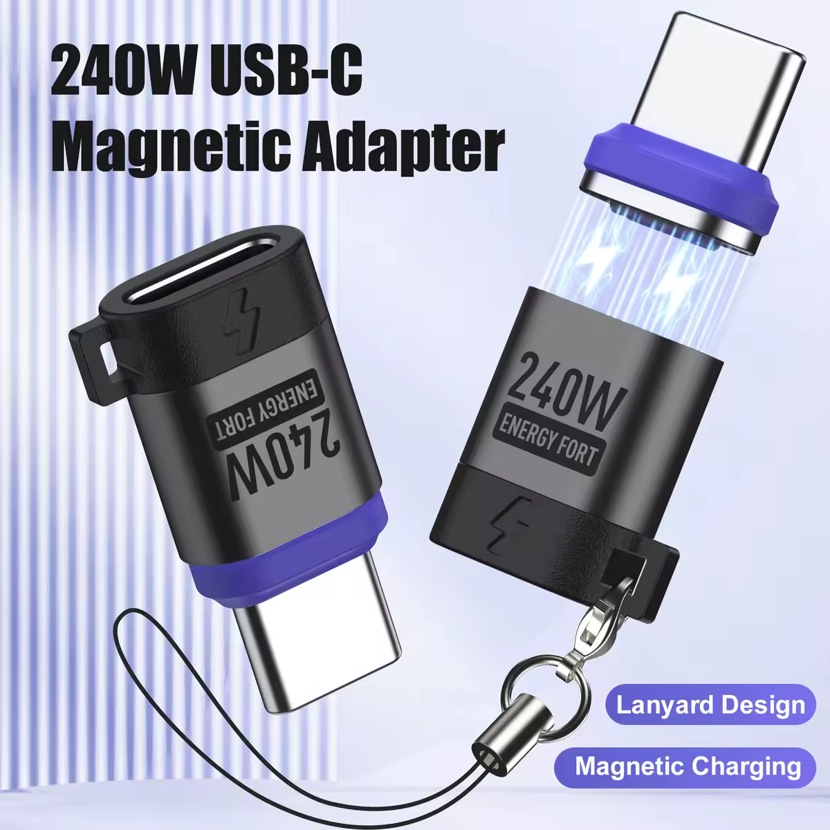 PD 240W Fast Charging Magnetic USB C Adapter Extender 480Mbps Data Transfer Type C Adapter For Samsung Iphone 15 Type C Devices