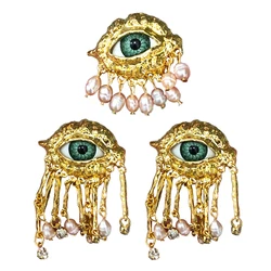 Women Vintage Demon Eyes Earring Ring Exaggerated Trendy Earrings Style Imitated Pearl Girls Delicate Tassels Christmas Jewelry