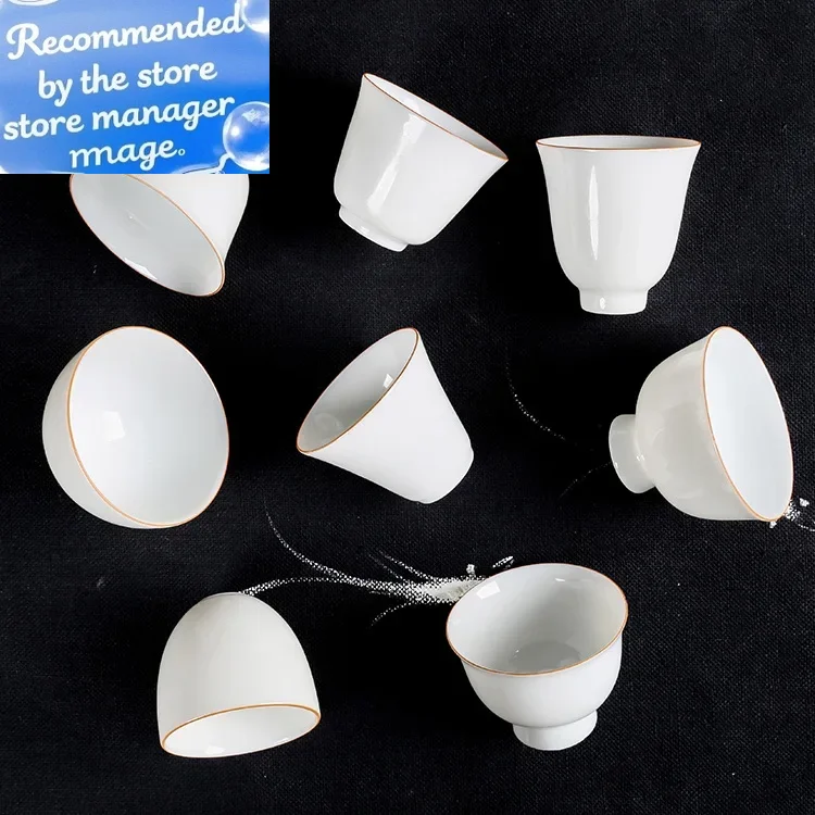 

Ceramic Sweet White Glaze Teacup Pure Ceramic Whiteware Master Cup Single Cup Kung Fu Tea Set Ceramic Teacups Tea Set Siteel