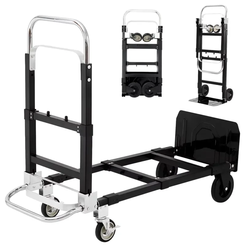 Folding Hand Truck with Wheels Portable Dolly Cart Utility Hand Cart Trolley with Adjustable Handle Collapsible Dolly for