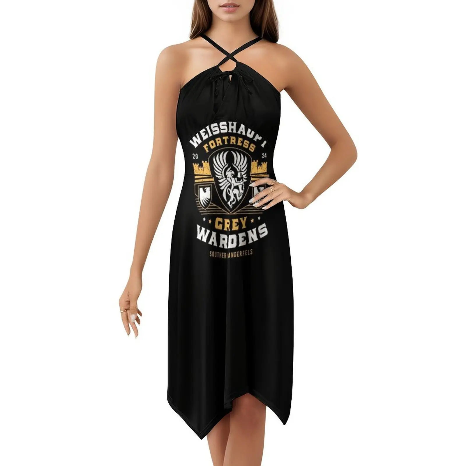 فستان Gray Wardens Fortress Crest Floral Smock للنساء للربيع والصيف فستان كاجوال للحفلات لعبة فيديو Dragon Age Guard