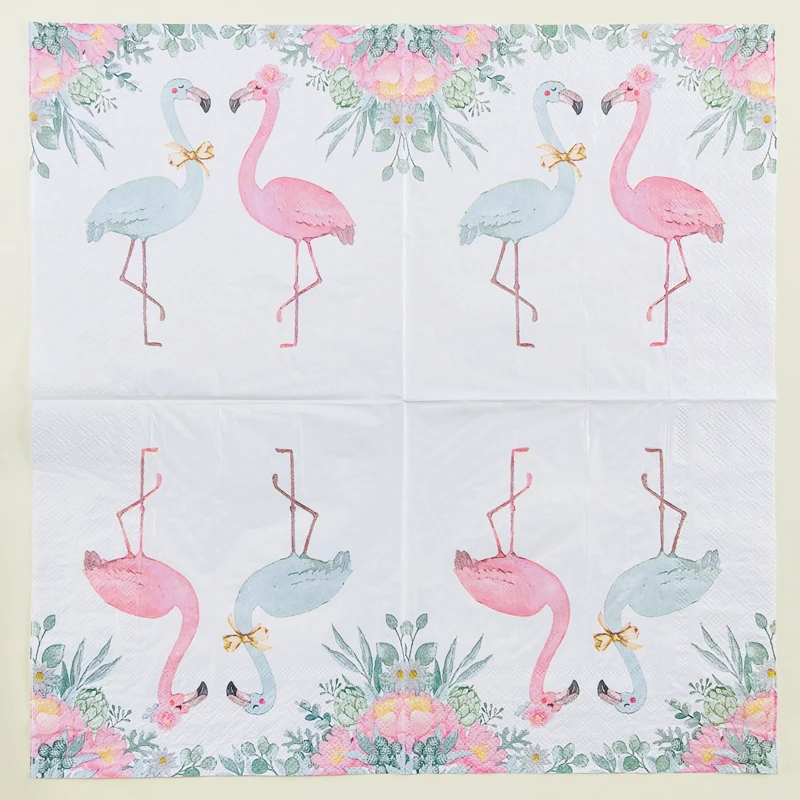 10/20pcs/Pac 2Ply Flower Flamingo Printed Napkin Hotel Wedding Party Table Setting Paper Lipstick DIY Butterfly Bone Bart Paper