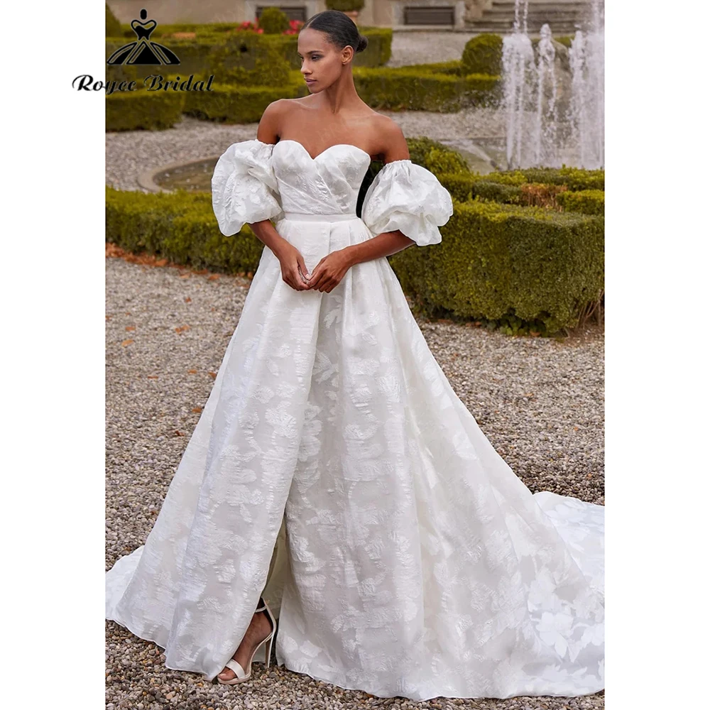 

Roycebridal 2025 New Sweetheart Neck Full Lace A Line Wedding Dress with Detachable Puff Sleeve Vestidos Elegantes Customized