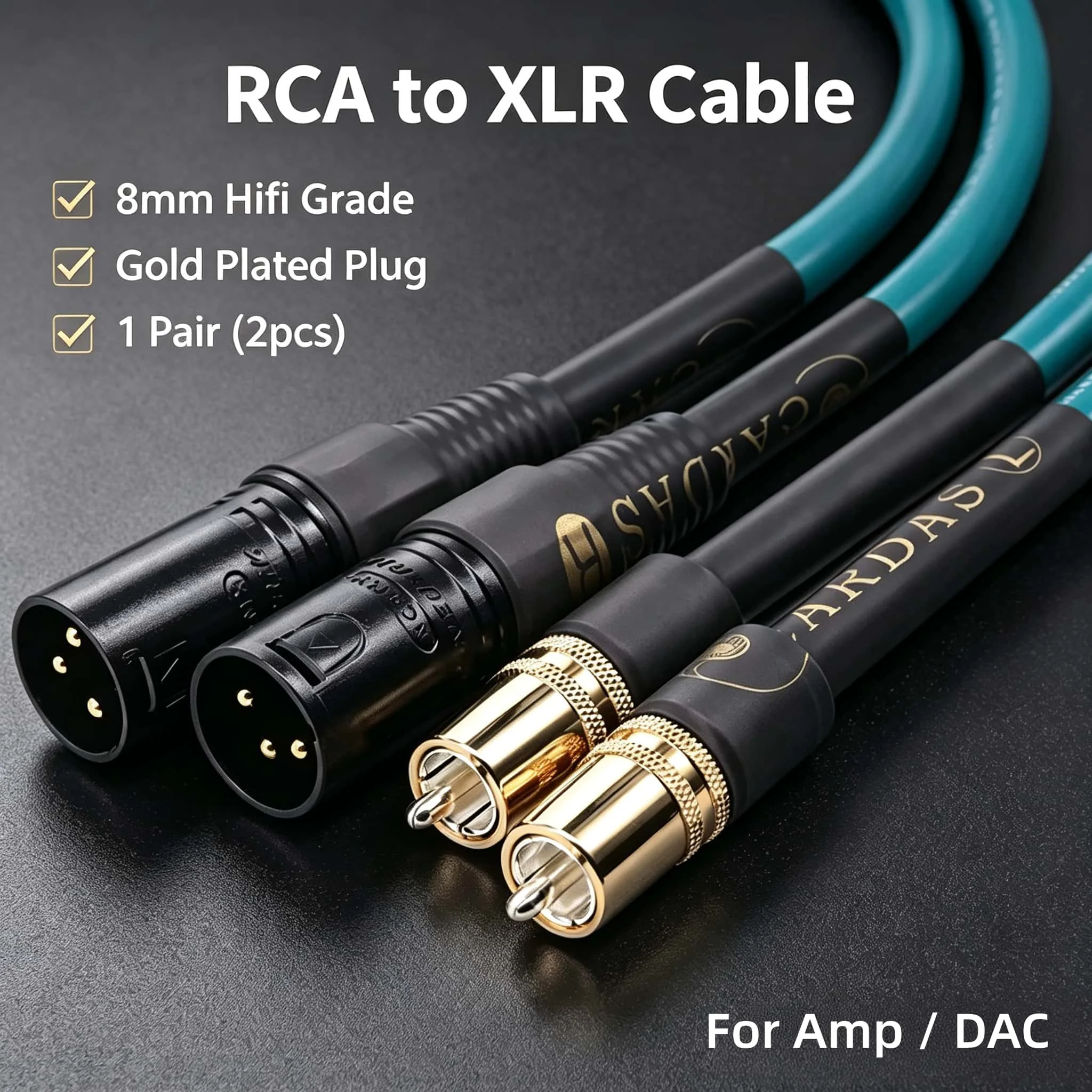 A60 1 Pair RCA to XLR Balanced Interconnect Cable Unbalanced to Balanced HiFi Cord for Amplifier DAC CD Player