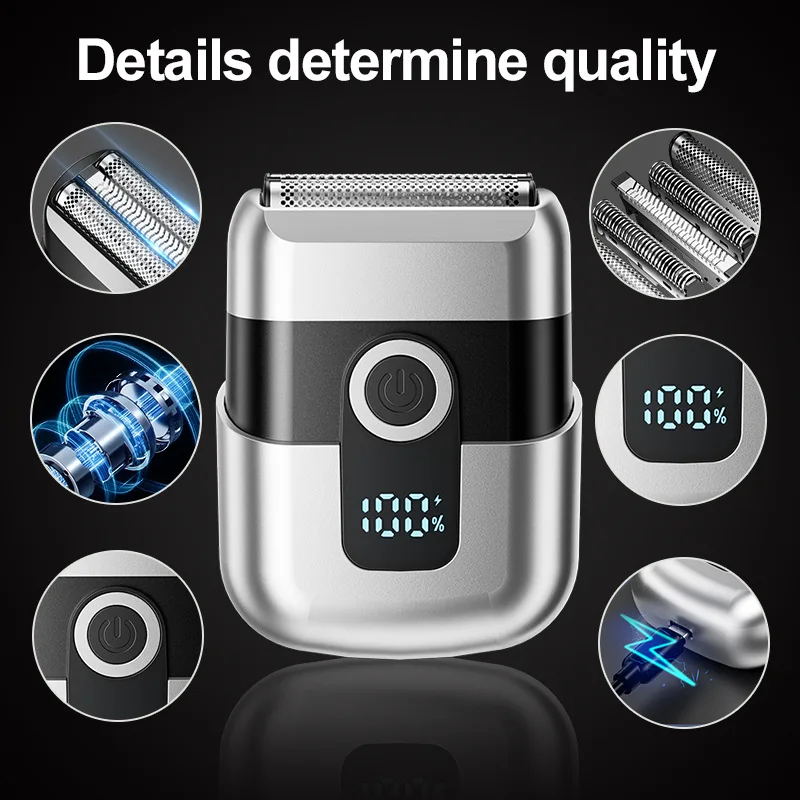 Portable Reciprocating Electric Shaver for Men LED Display USB Rechargeable Razor Travel Home Daily Shaving Tool