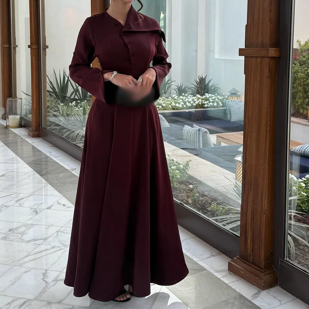 

Индивидуальные платья для выпускного вечера трапециевидной формы длиной до щиколотки с v-образным вырезом и длинными рукавами вечернее платье модное простое драпированное повседневное вечернее платье на пуговицах