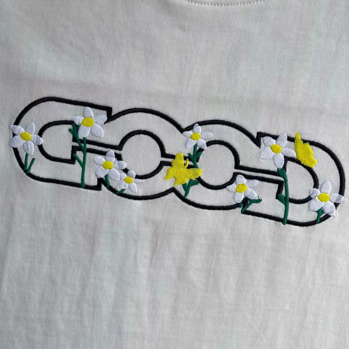 Fashion Street GOODBRAND Tshirts Colorful Splashed Ink Embroidered Butterfly Flower Loose Short Sleeve Men Women Loose Tops