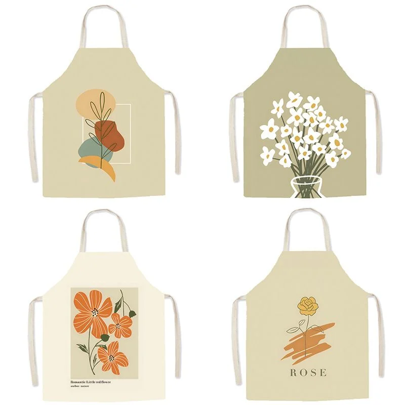 Nordic Style Sleeveless Apron Linen Home Kitchen Blue Small Fresh Kindergarten Painting Waist Parent-Child Smock