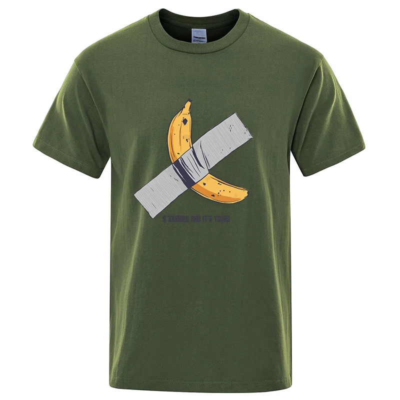 banana $100000 And It\'s Yours Print Men New T-shirts Casual Breathable Tops Oversized Cotton Tshirt Male Short Sleeve Tees S-XXL