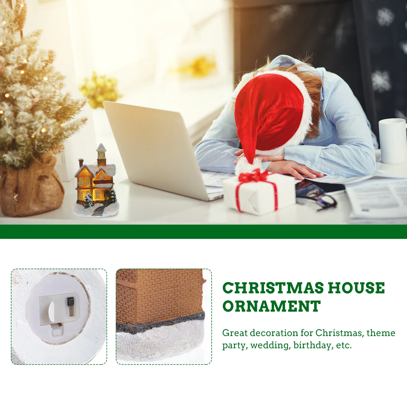 

1Pcs Resin Mini Ornament Christmas Style Small Decoration for Desk Cabinet Holiday Home Festive Atmosphere