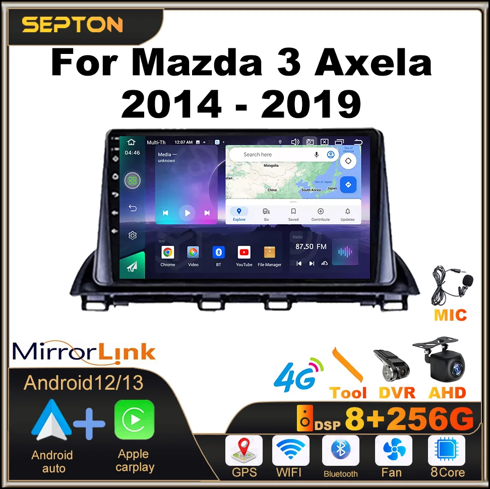 SEPTON Auto Smart Systems Car Radio Wireless Carplay for Mazda 3 Axela 2014 - 2019 Multimedia Player GPS 8core WIFI Car Stereo