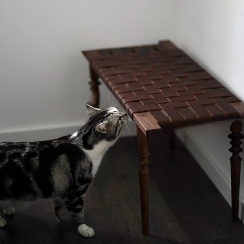 

Woven stool retro home bench bedside lamp long stool entrance shoe changing bench