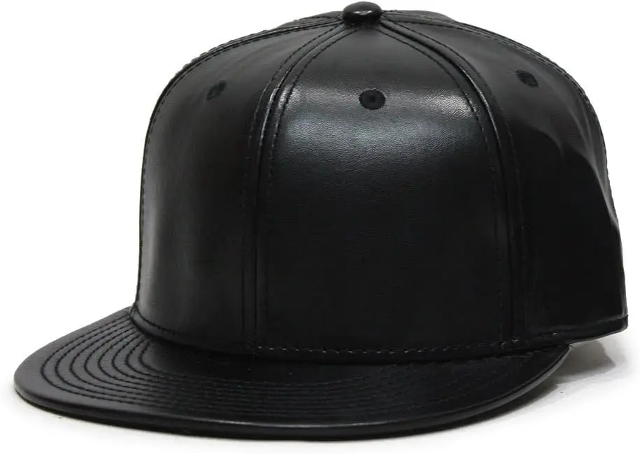 

Premium Plain Wool Blend Leather Flat Bill Adjustable Snapback Hats Baseball Caps